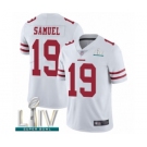 Men's San Francisco 49ers #19 Deebo Samuel White Vapor Untouchable Limited Player Super Bowl LIV Bound Football Jersey