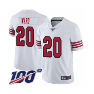 Men's San Francisco 49ers #20 Jimmie Ward Limited White Rush Vapor Untouchable 100th Season Football Jersey