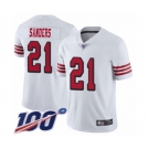 Men's San Francisco 49ers #21 Deion Sanders Limited White Rush Vapor Untouchable 100th Season Football Jersey