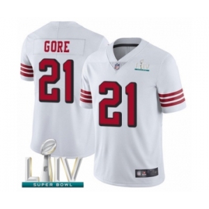 Men's San Francisco 49ers #21 Frank Gore Limited White Rush Vapor Untouchable Super Bowl LIV Bound Football Jersey
