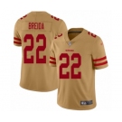 Men's San Francisco 49ers #22 Matt Breida Limited Gold Inverted Legend Football Jersey