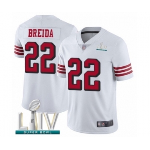 Men's San Francisco 49ers #22 Matt Breida Limited White Rush Vapor Untouchable Super Bowl LIV Bound Football Jersey