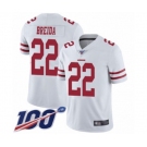 Men's San Francisco 49ers #22 Matt Breida White Vapor Untouchable Limited Player 100th Season Football Jersey