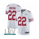 Men's San Francisco 49ers #22 Matt Breida White Vapor Untouchable Limited Player Super Bowl LIV Bound Football Jersey