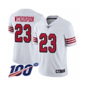 Men's San Francisco 49ers #23 Ahkello Witherspoon Limited White Rush Vapor Untouchable 100th Season Football Jersey