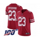 Men's San Francisco 49ers #23 Ahkello Witherspoon Red Team Color Vapor Untouchable Limited Player 100th Season Football Jersey