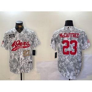 Men's San Francisco 49ers #23 Christian McCaffrey Arctic Camo 2024 Salute to Service Stitched Baseball Jerseys
