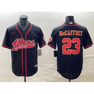 Men's San Francisco 49ers #23 Christian McCaffrey Black Red With Patch Cool Base Stitched Baseball Jersey