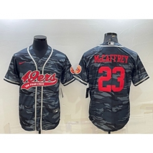 Men's San Francisco 49ers #23 Christian McCaffrey Grey Camo With Patch Cool Base Stitched Baseball Jersey