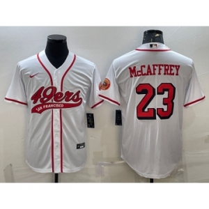 Men's San Francisco 49ers #23 Christian McCaffrey New White With Patch Cool Base Stitched Baseball Jersey