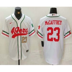 Men's San Francisco 49ers #23 Christian McCaffrey Number White Mexico Cool Base Stitched Baseball Jersey