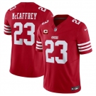 Men's San Francisco 49ers #23 Christian McCaffrey Red 2025 F.U.S.E. With 2-Star C Patch Vapor Untouchable Limited Stitched Football Jersey