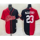 Men's San Francisco 49ers #23 Christian McCaffrey Red Black Two Tone Cool Base Stitched Baseball Jersey