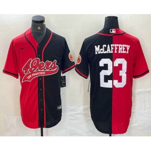Men's San Francisco 49ers #23 Christian McCaffrey Red Black Two Tone Cool Base Stitched Baseball Jersey