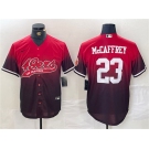 Men's San Francisco 49ers #23 Christian McCaffrey Red Black With Patch Cool Base Baseball Stitched Jersey