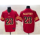 Men's San Francisco 49ers #23 Christian McCaffrey Red Gold 2025 F.U.S.E. “Rivalries” Vapor Limited Football Stitched Jersey