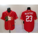 Men's San Francisco 49ers #23 Christian McCaffrey Red With Patch Cool Base Stitched Baseball Jersey