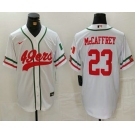 Men's San Francisco 49ers #23 Christian McCaffrey White Mexico Cool Base Stitched Baseball Jersey