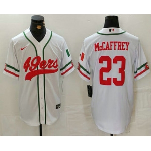 Men's San Francisco 49ers #23 Christian McCaffrey White Mexico Cool Base Stitched Baseball Jersey