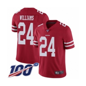 Men's San Francisco 49ers #24 K'Waun Williams Red Team Color Vapor Untouchable Limited Player 100th Season Football Jersey