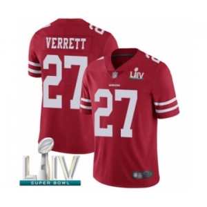 Men's San Francisco 49ers #27 Jason Verrett Red Team Color Vapor Untouchable Limited Player Super Bowl LIV Bound Football Jersey