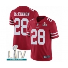 Men's San Francisco 49ers #28 Jerick McKinnon Red Team Color Vapor Untouchable Limited Player Super Bowl LIV Bound Football Jersey