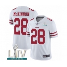 Men's San Francisco 49ers #28 Jerick McKinnon White Vapor Untouchable Limited Player Super Bowl LIV Bound Football Jersey