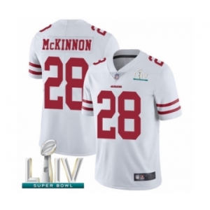 Men's San Francisco 49ers #28 Jerick McKinnon White Vapor Untouchable Limited Player Super Bowl LIV Bound Football Jersey