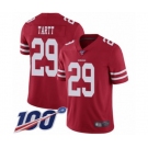 Men's San Francisco 49ers #29 Jaquiski Tartt Red Team Color Vapor Untouchable Limited Player 100th Season Football Jersey