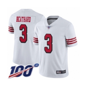 Men's San Francisco 49ers #3 C. J. Beathard Limited White Rush Vapor Untouchable 100th Season Football Jersey