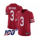 Men's San Francisco 49ers #3 C. J. Beathard Red Team Color Vapor Untouchable Limited Player 100th Season Football Jersey