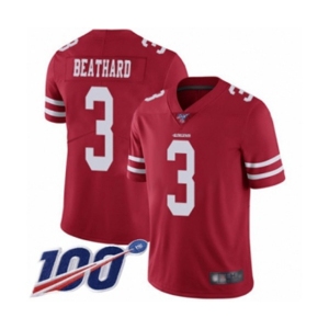 Men's San Francisco 49ers #3 C. J. Beathard Red Team Color Vapor Untouchable Limited Player 100th Season Football Jersey