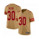 Men's San Francisco 49ers #30 Jeff Wilson Limited Gold Inverted Legend Football Jersey