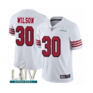 Men's San Francisco 49ers #30 Jeff Wilson Limited White Rush Vapor Untouchable Super Bowl LIV Bound Football Jersey