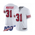 Men's San Francisco 49ers #31 Raheem Mostert Limited White Rush Vapor Untouchable 100th Season Football Jersey