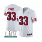 Men's San Francisco 49ers #33 Roger Craig Limited White Rush Vapor Untouchable Super Bowl LIV Bound Football Jersey