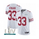 Men's San Francisco 49ers #33 Roger Craig White Vapor Untouchable Limited Player Super Bowl LIV Bound Football Jersey