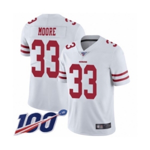 Men's San Francisco 49ers #33 Tarvarius Moore White Vapor Untouchable Limited Player 100th Season Football Jersey