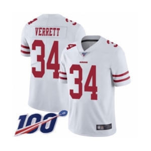 Men's San Francisco 49ers #34 Jason Verrett White Vapor Untouchable Limited Player 100th Season Football Jersey