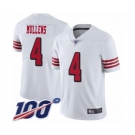 Men's San Francisco 49ers #4 Nick Mullens Limited White Rush Vapor Untouchable 100th Season Football Jersey