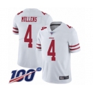 Men's San Francisco 49ers #4 Nick Mullens White Vapor Untouchable Limited Player 100th Season Football Jersey