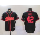 Men's San Francisco 49ers #42 Ronnie Lott Black With Patch Cool Base Stitched Baseball Jersey