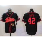 Men's San Francisco 49ers #42 Ronnie Lott Black With Patch Cool Base Stitched Baseball Jerseys