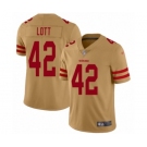 Men's San Francisco 49ers #42 Ronnie Lott Limited Gold Inverted Legend Football Jersey