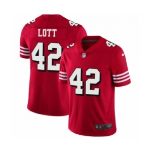 Men's San Francisco 49ers #42 Ronnie Lott Limited Red Rush Vapor Untouchable Football Jerseys