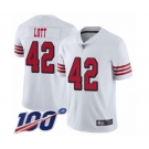 Men's San Francisco 49ers #42 Ronnie Lott Limited White Rush Vapor Untouchable 100th Season Football Jersey