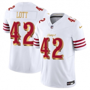Men's San Francisco 49ers #42 Ronnie Lott White Gold 2025 F.U.S.E. “Rivalries” Vapor Limited Football Stitched Jersey