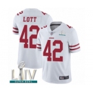 Men's San Francisco 49ers #42 Ronnie Lott White Vapor Untouchable Limited Player Super Bowl LIV Bound Football Jersey