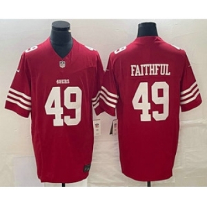 Men's San Francisco 49ers #49 Faithful Red 2023 FUSE Vapor Limited Stitched Jersey