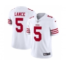 Men's San Francisco 49ers #5 Trey Lance 2022 New White Vapor Untouchable Stitched Jersey